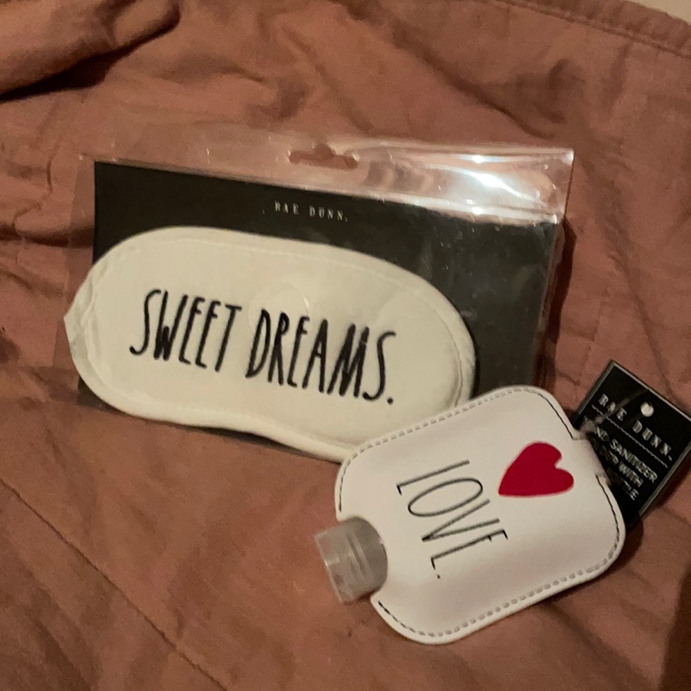 Rae Dunn Sleep mask and Hand sanitizer holder